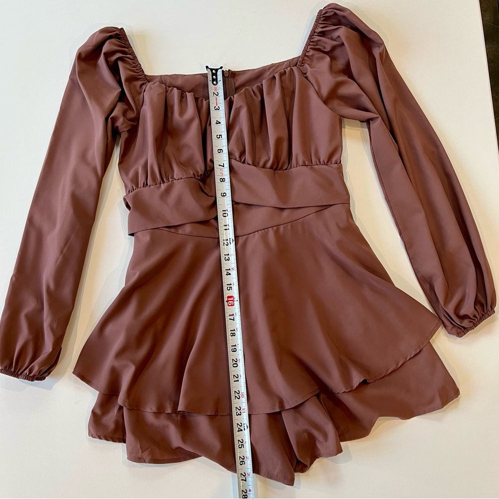 New Lyaner Romper with Skirt Overlay Medium Long Sleeve Shorts Coquette - Picture 4 of 15
